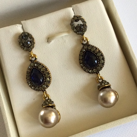 Vtg Style Boho Ethnic Water-drop Crystal Rhinestone Faux Pearl Dangling Earrings - Picture 6 of 14